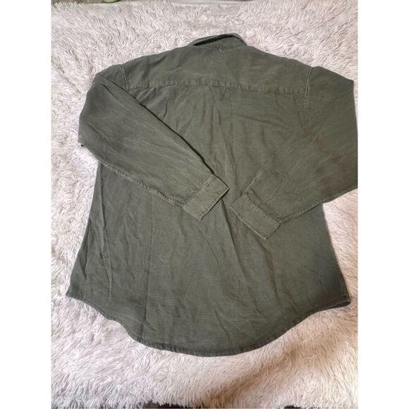 Weekendz off Men's long sleeve button-down pesto Tencel waffle casual pocket shi - Picture 3 of 6